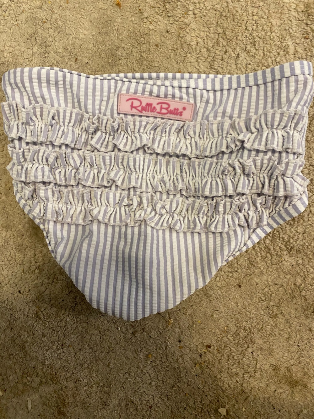 Ruffle Butts Lavender and White Striped Ruffle swim bottoms